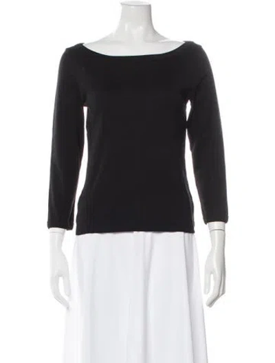 Pre-owned Flore Flore Bateau Neckline Long Sleeve Top In Gray