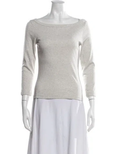 Pre-owned Flore Flore Bateau Neckline Long Sleeve Top In Gray
