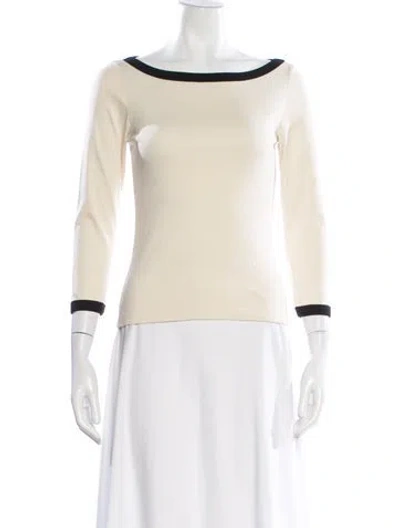 Pre-owned Flore Flore Bateau Neckline Long Sleeve Top W/ Tags In Neutrals