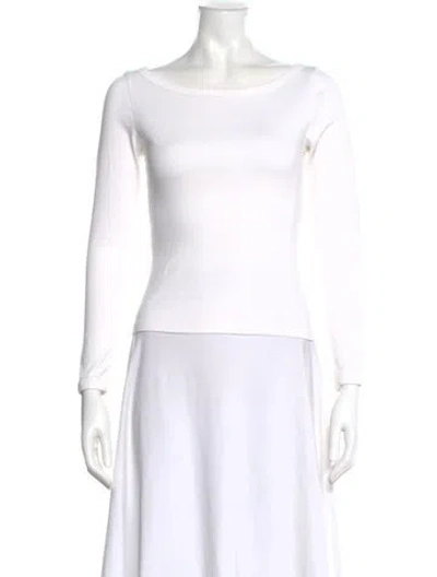 Pre-owned Flore Flore Bateau Neckline Long Sleeve Top In White