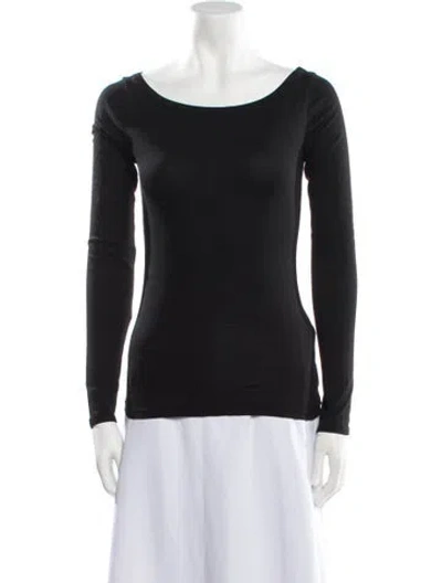 Pre-owned Flore Flore Bateau Neckline Long Sleeve T-shirt In Black