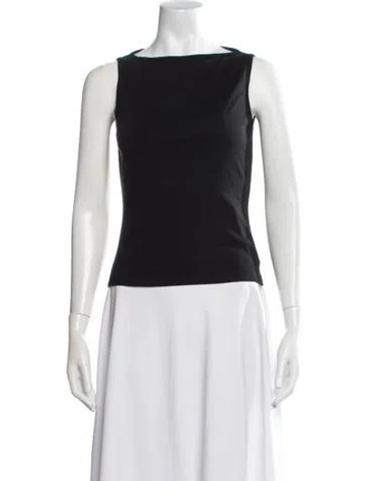 Pre-owned Flore Flore Bateau Neckline Sleeveless Top In Black
