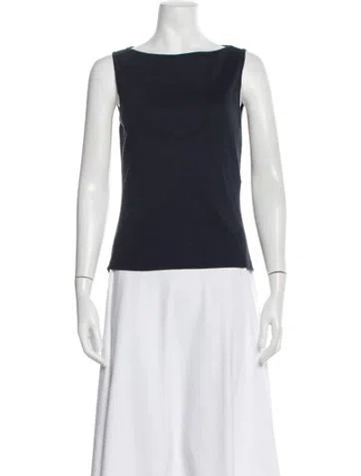 Pre-owned Flore Flore Bateau Neckline Sleeveless Top In Black