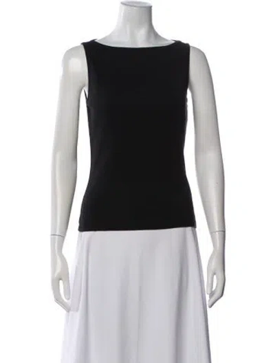 Pre-owned Flore Flore Bateau Neckline Sleeveless Top In Black