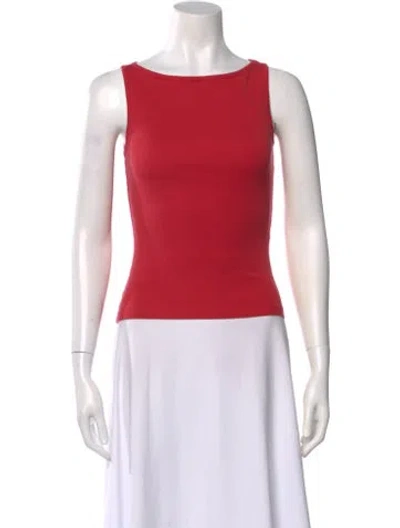 Pre-owned Flore Flore Bateau Neckline Sleeveless Top In Red