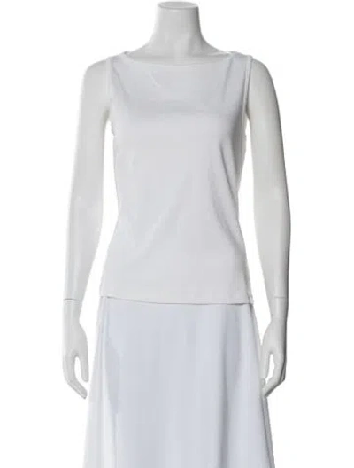 Pre-owned Flore Flore Bateau Neckline Sleeveless Top In White