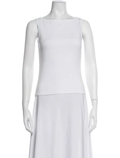 Pre-owned Flore Flore Bateau Neckline Sleeveless Top In White