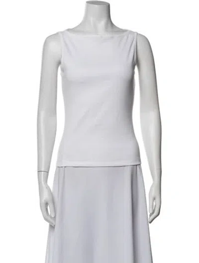 Pre-owned Flore Flore Bateau Neckline Sleeveless Top In White