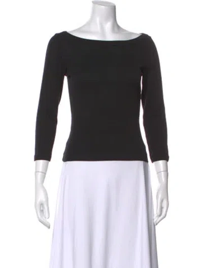 Pre-owned Flore Flore Bateau Neckline Three-quarter Sleeve Top In Neutral