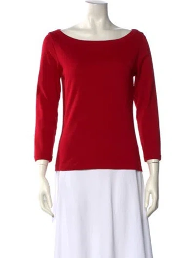 Pre-owned Flore Flore Bateau Neckline Three-quarter Sleeve Top In Red