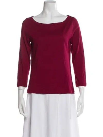Pre-owned Flore Flore Bateau Neckline Three-quarter Sleeve Top In Red