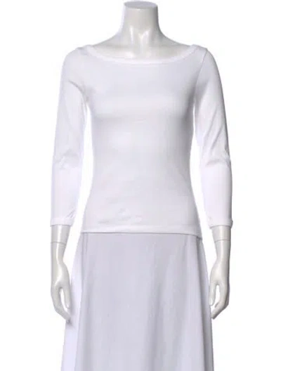 Pre-owned Flore Flore Bateau Neckline Three-quarter Sleeve Top W/ Tags In White