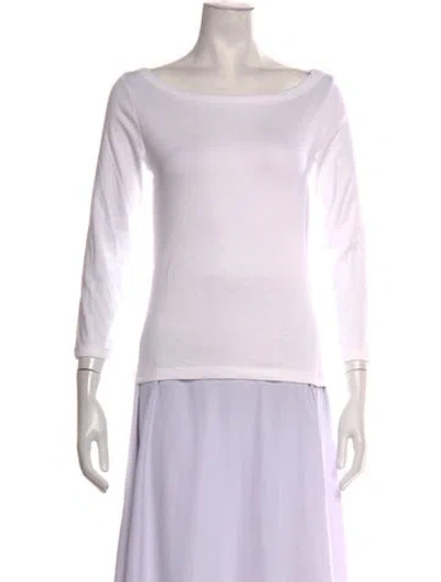 Pre-owned Flore Flore Bateau Neckline Three-quarter Sleeve Top W/ Tags In White