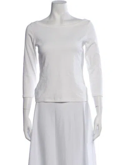 Pre-owned Flore Flore Bateau Neckline Three-quarter Sleeve Top In White