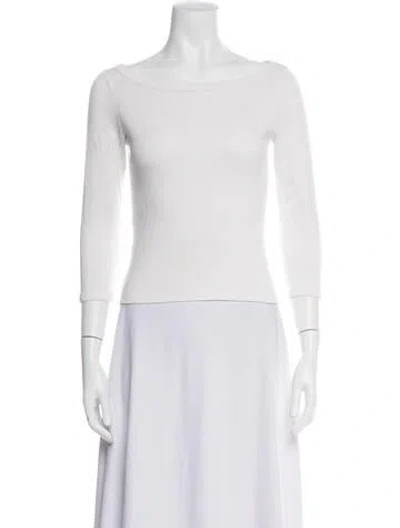 Pre-owned Flore Flore Bateau Neckline Three-quarter Sleeve Top In White