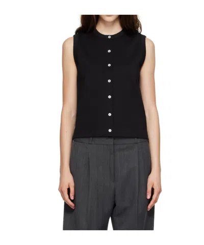 Flore Flore Button-front Sleeveless Vest In Black