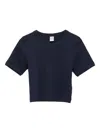 Flore Flore Car Ribbed Crew-neck Crop Top In Blue