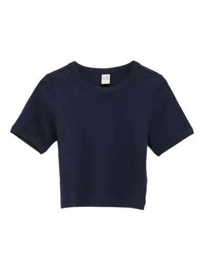 Flore Flore Car Ribbed Crew-neck Crop Top In Blue