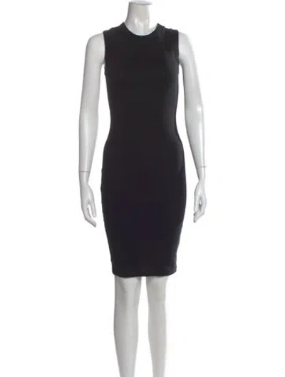 Pre-owned Flore Flore Crew Neck Knee-length Dress In Black