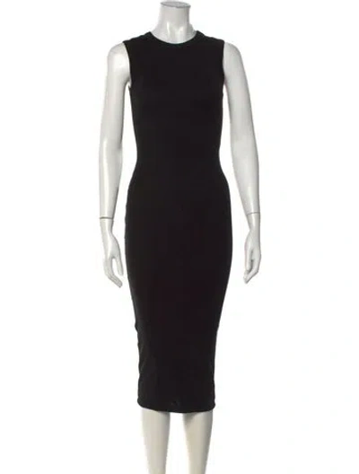 Pre-owned Flore Flore Crew Neck Knee-length Dress In Black
