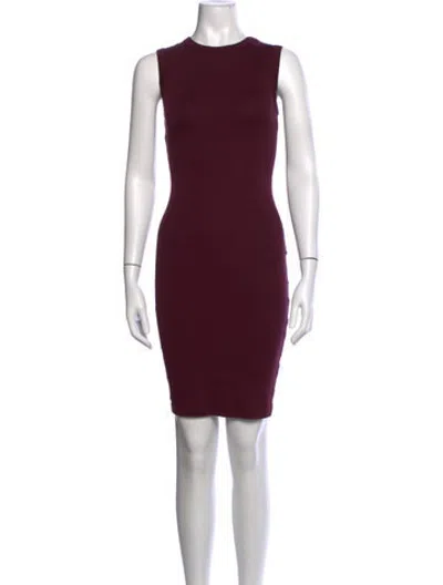 Pre-owned Flore Flore Crew Neck Knee-length Dress In Burgundy