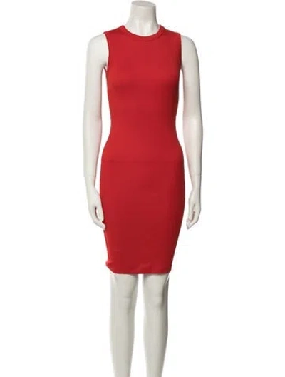Pre-owned Flore Flore Crew Neck Knee-length Dress In Red