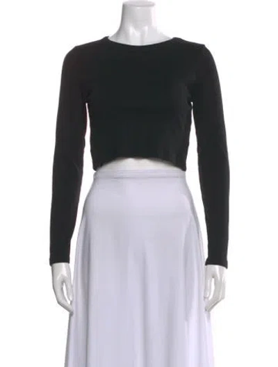 Pre-owned Flore Flore Crew Neck Long Sleeve Crop Top In Black