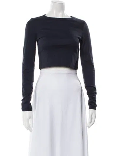 Pre-owned Flore Flore Crew Neck Long Sleeve Crop Top W/ Tags In Blue