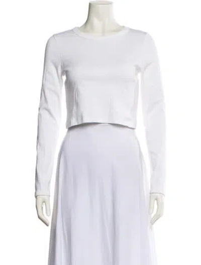 Pre-owned Flore Flore Crew Neck Long Sleeve Crop Top In White