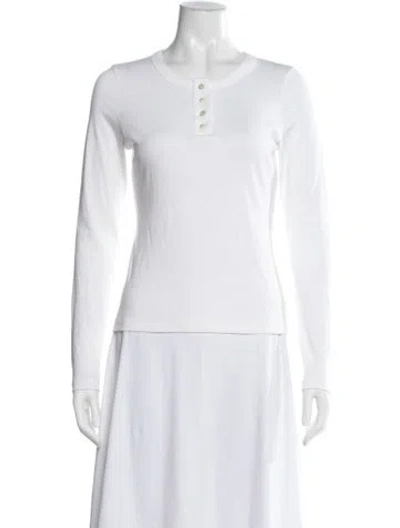 Pre-owned Flore Flore Crew Neck Long Sleeve T-shirt In White