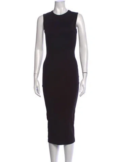 Pre-owned Flore Flore Crew Neck Midi Length Dress In Black
