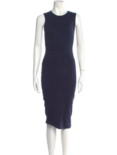 Pre-owned Flore Flore Crew Neck Midi Length Dress In Blue
