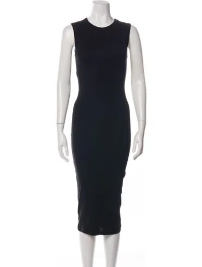 Pre-owned Flore Flore Crew Neck Midi Length Dress In Blue