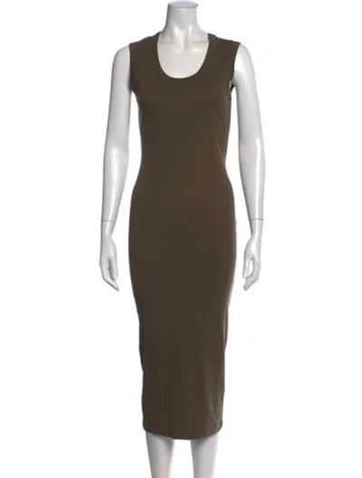 Pre-owned Flore Flore Crew Neck Midi Length Dress In Green