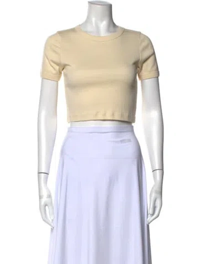 Pre-owned Flore Flore Crew Neck Short Sleeve Crop Top In Neutrals