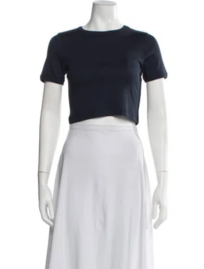 Pre-owned Flore Flore Crew Neck Short Sleeve Crop Top W/ Tags In Blue