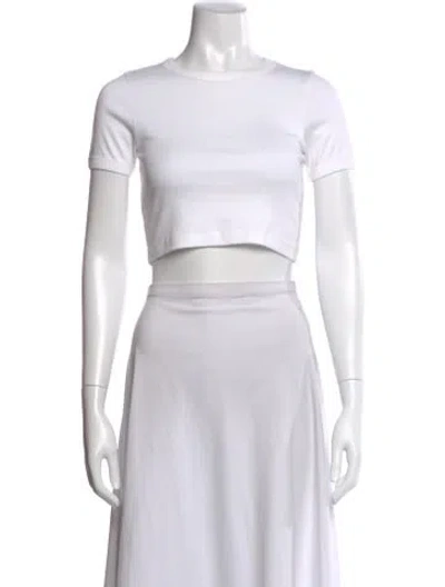 Pre-owned Flore Flore Crew Neck Short Sleeve Crop Top In White
