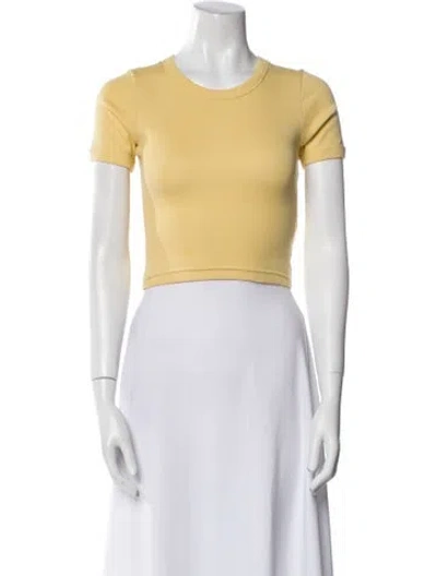 Pre-owned Flore Flore Crew Neck Short Sleeve Crop Top In Yellow