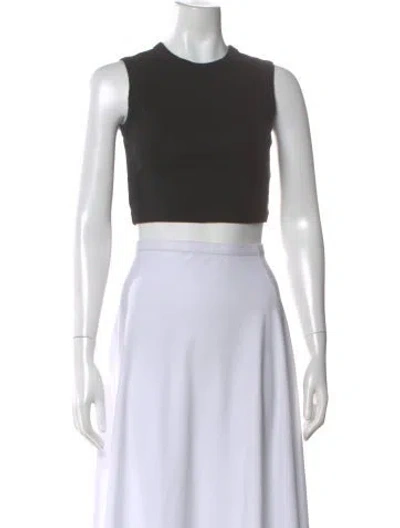 Pre-owned Flore Flore Crew Neck Sleeveless Crop Top In Black