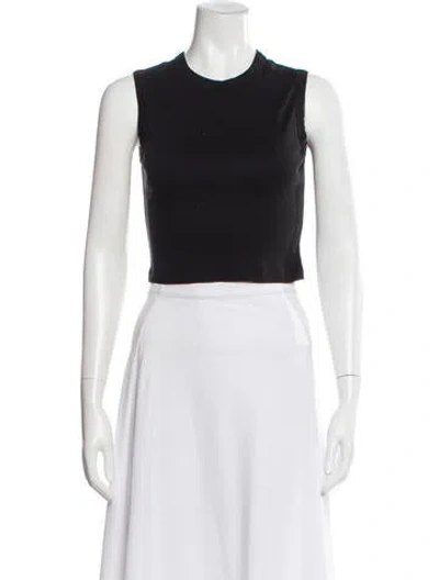 Pre-owned Flore Flore Crew Neck Sleeveless Crop Top In Black