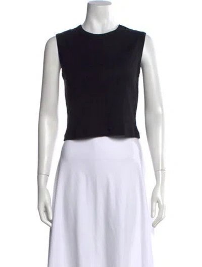Pre-owned Flore Flore Crew Neck Sleeveless Crop Top In Black