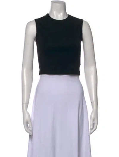 Pre-owned Flore Flore Crew Neck Sleeveless Crop Top In Black