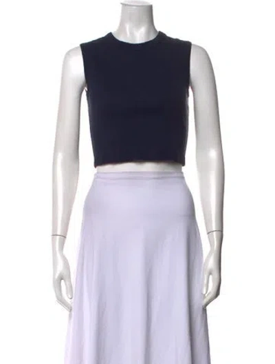 Pre-owned Flore Flore Crew Neck Sleeveless Crop Top In Blue