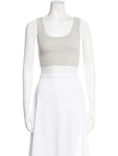 Pre-owned Flore Flore Crew Neck Sleeveless Crop Top In White
