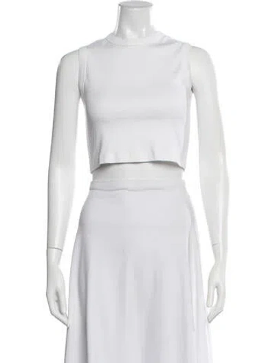 Pre-owned Flore Flore Crew Neck Sleeveless Crop Top In White