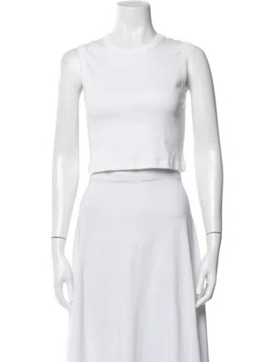 Pre-owned Flore Flore Crew Neck Sleeveless Crop Top In White