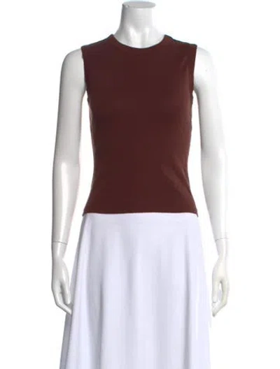 Pre-owned Flore Flore Crew Neck Sleeveless Top In Brown