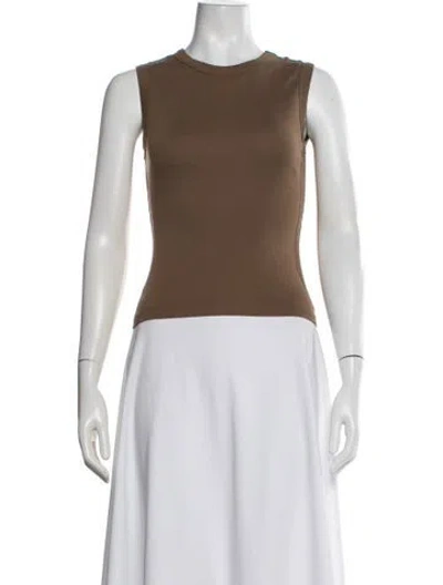 Pre-owned Flore Flore Crew Neck Sleeveless Top In Brown