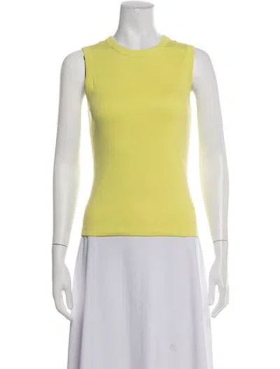 Pre-owned Flore Flore Crew Neck Sleeveless Top In Green/yellow