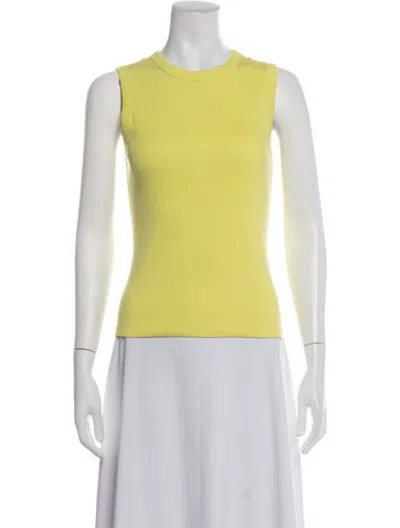 Pre-owned Flore Flore Crew Neck Sleeveless Top In Green/yellow